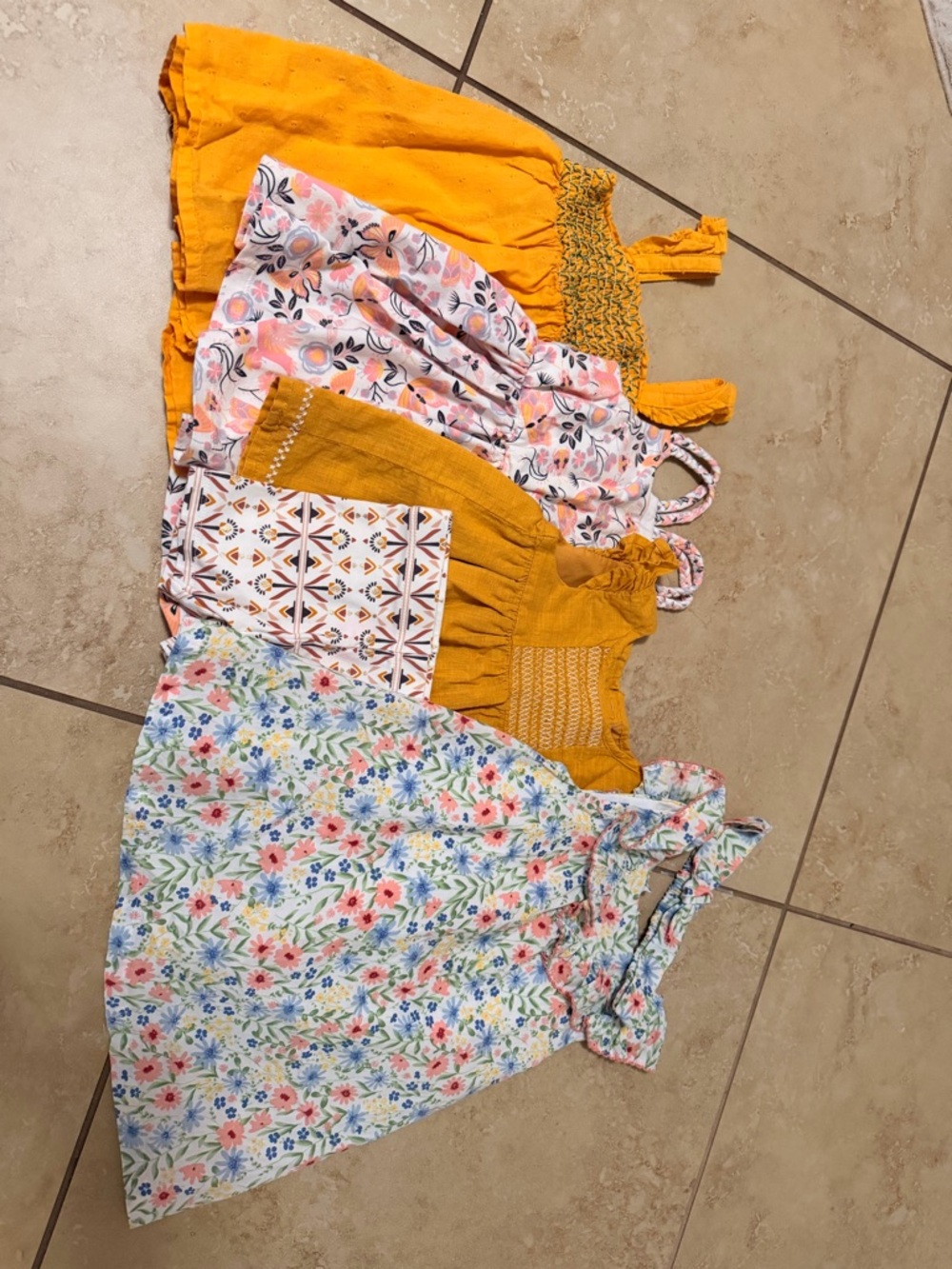 Tommy Bahama Girls Floral & Mustard Mixed Dress Set - Yellow, Pink, Blue